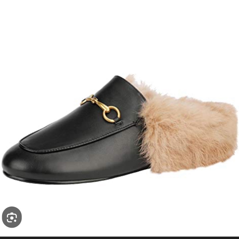BaShafanni fur lined horsebit mules 39